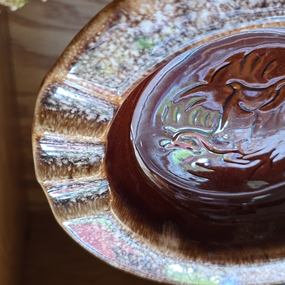 Hull USA Vintage Brown Drip Stag Ashtray Cottagecore Cabin Camp Mid Century - Picture 4 of 6